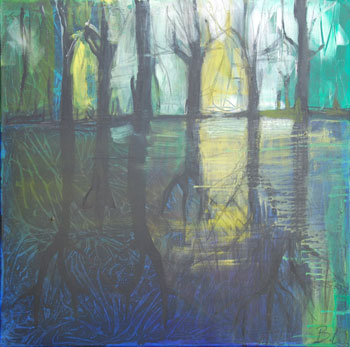 Spiegelungen (Nacht), 2014, Acryl auf Leinwand, 80 x 80cm