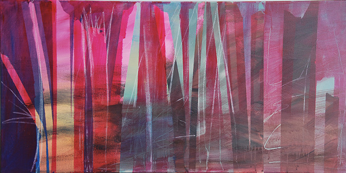 Dichter Wald, 2019, Acryl auf Leinwand, 100 x 50cm