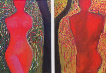 Eva und Adam, 2-teilig, 2005, Acryl auf Leinwand, 90 x 70cm