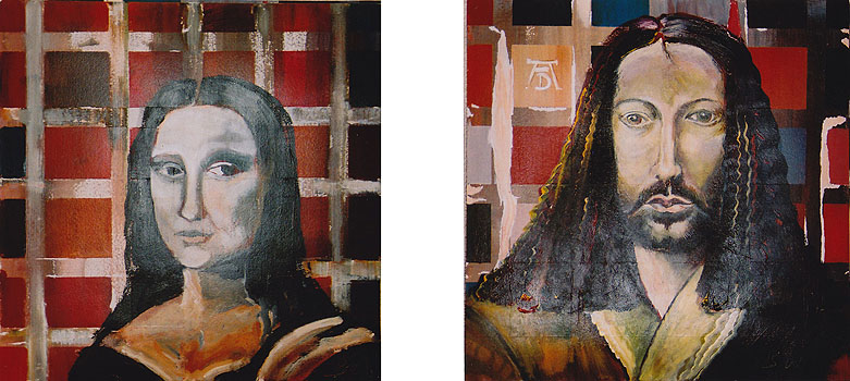 Künstlerpaar Mona Lisa und Albrecht D&uumlrer, , Acryl auf Pappe, je 60 x 60cm